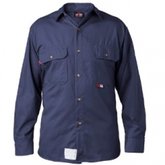 FR Industrial Work Shirt - Navy Blue 7 oz. Indura Ultra-Soft Fabric